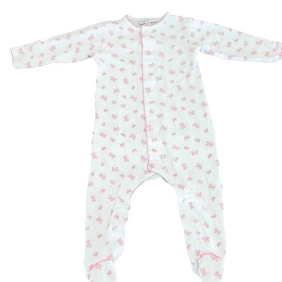 Magnolia Baby Girls Butterfly Pattern White & Pink One Piece Footie. 3 Months. - Picture 1 of 6